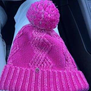 Pink Knit Pom-Pom Beanie